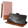 Etui Kwmobile do Samsung Galaxy A53 5G, jasnoróżowe/brązowe, tekstylne/silikonowe, KWM000021SA001C