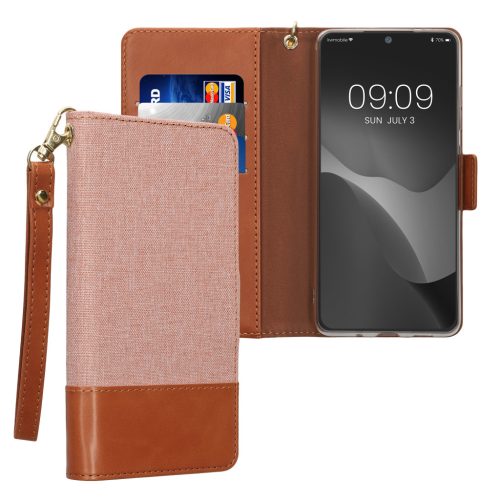 Etui Kwmobile do Samsung Galaxy S20 FE, jasnoróżowe/brązowe, tekstylne/silikonowe, KWM000021SE001C