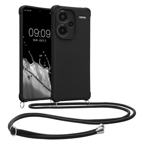 Etui Kwmobile ze smyczą do Xiaomi Redmi Note 13 Pro Plus 5G, czarne, silikonowe, KWM000020ND003C