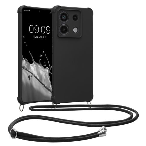 Etui Kwmobile ze smyczą do Xiaomi Redmi Note 13 Pro 5G, czarne, silikonowe, KWM000020NG003C