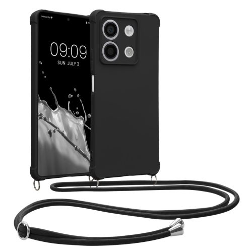 Etui Kwmobile ze smyczą do Xiaomi Redmi Note 13, czarne, silikonowe, KWM000020NC003C