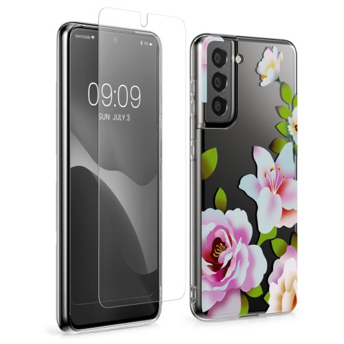 Zestaw etui i folii ochronnej Kwmobile do Samsung Galaxy S21, wielokolorowy, silikon/szkło hartowane, KWM000021SJ001C