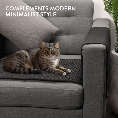 Protectie canapea pentru zgarieturi pisici Navaris, negru, sisal, 128x45x1 cm, NAV000008YD005C