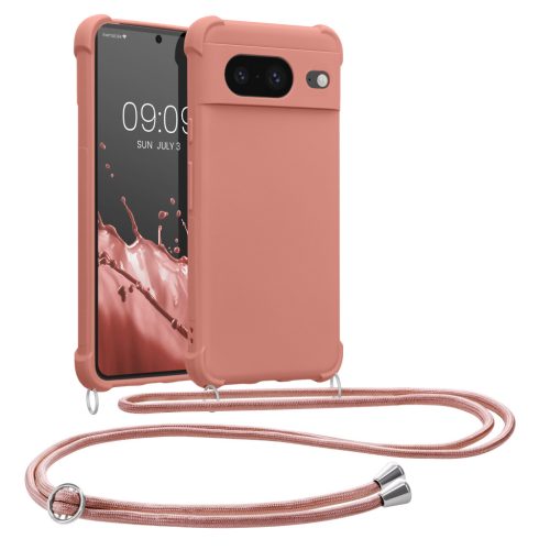 Etui Kwmobile ze smyczą do Google Pixel 8, różowe, silikonowe, KWM0000208T007C