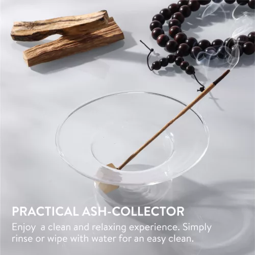 Suport betisoare parfumate Navaris din sticla borosilicata, bol 11.3x5.5 cm, transparent, sticla/metal