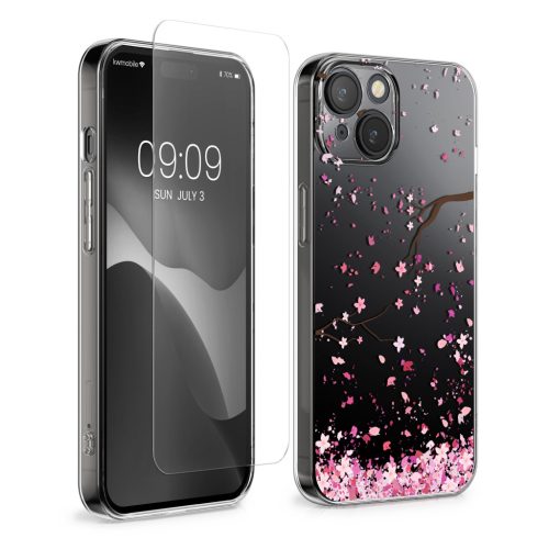 Zestaw etui i folii ochronnej Kwmobile do Apple iPhone 15, wielokolorowy, silikon/szkło hartowane, KWM000022TE001C