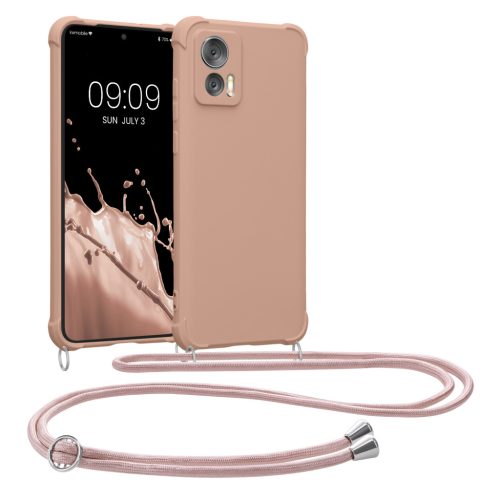 Etui Kwmobile ze smyczą do Motorola Edge 30 Neo, kremowe, silikonowe, KWM0000199S004C