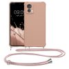Etui Kwmobile ze smyczą do Motorola Edge 30 Neo, kremowe, silikonowe, KWM0000199S004C