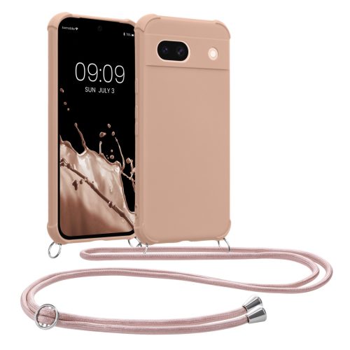 Etui Kwmobile ze smyczą do Google Pixel 8a, kremowe, silikonowe, KWM000020KW008C