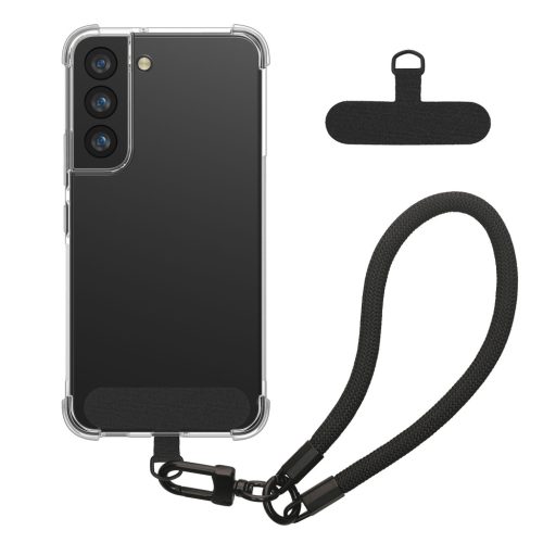 Etui Kwmobile z odpinanym paskiem na Samsung Galaxy S22, przezroczyste/czarne, silikonowe, KWM000021UH001C