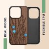 Etui Kwmobile do Apple iPhone 15 Pro, brązowe, drewno/silikon, KWM000020EI003C