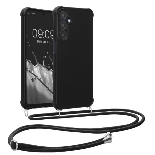 Etui Kwmobile ze smyczą do Samsung Galaxy A25, czarne, silikonowe, KWM000021UO001C