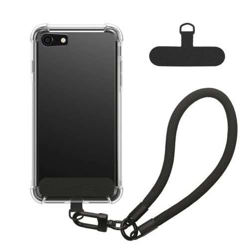 Etui Kwmobile z odpinanym sznurkiem do Apple iPhone SE (2022)/iPhone SE (2020)/iPhone 8, przezroczyste/czarne, silikonowe, KWM000022TJ001C