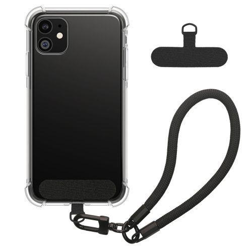 Etui Kwmobile z odpinanym sznurkiem do Apple iPhone 11, przezroczyste/czarne, silikonowe, KWM000022TK001C