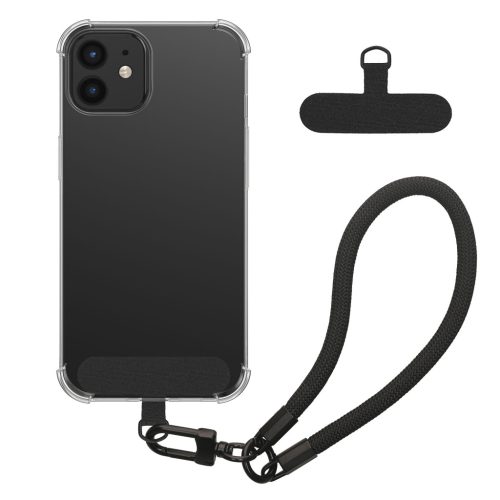 Etui Kwmobile z odpinanym sznurkiem do Apple iPhone 12, przezroczyste/czarne, silikonowe, KWM000022TN001C