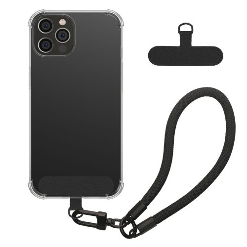 Etui Kwmobile z odpinanym sznurkiem do Apple iPhone 12 Pro, przezroczyste/czarne, silikonowe, KWM000022TO001C