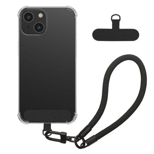 Etui Kwmobile z odpinanym sznurkiem do Apple iPhone 15, przezroczyste/czarne, silikonowe, KWM000022TP001C