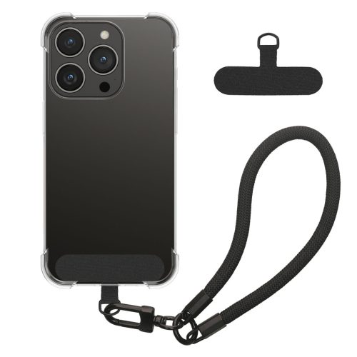 Etui Kwmobile z odpinanym sznurkiem do Apple iPhone 15 Pro, przezroczyste/czarne, silikonowe, KWM000022TQ001C