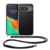 Etui Kwmobile ze smyczą do Google Pixel 9/Pixel 9 Pro, przezroczyste/czarne, silikonowe, KWM000020PR001C