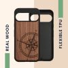 Etui Kwmobile do Google Pixel 9/Pixel 9 Pro, brązowe, drewno/silikon, KWM000020PT001C