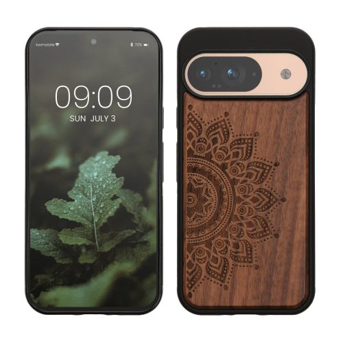 Etui Kwmobile do Google Pixel 9/Pixel 9 Pro, brązowe, drewno/silikon, KWM000020PT002C