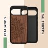 Etui Kwmobile do Google Pixel 9/Pixel 9 Pro, brązowe, drewno/silikon, KWM000020PT002C