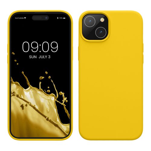 Etui Kwmobile do Apple iPhone 15 Plus, żółte, silikonowe, KWM000020CB007C