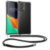 Etui Kwmobile ze smyczą do Motorola Moto G85, przezroczyste/czarne, silikonowe, KWM000022TS001C