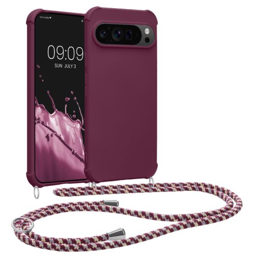 Etui Kwmobile ze smyczą do Google Pixel 9/Pixel 9 Pro, fioletowe, silikonowe, KWM000020PY004C