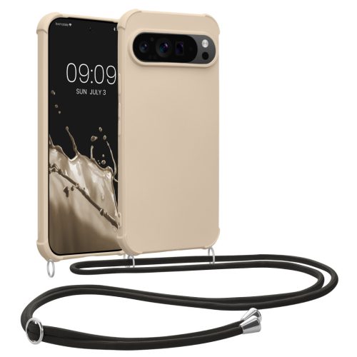 Etui Kwmobile ze smyczą do Google Pixel 9 Pro XL, kremowe, silikonowe, KWM000020PZ002C