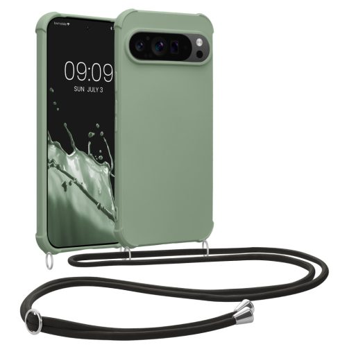 Etui Kwmobile ze smyczą do Google Pixel 9 Pro XL, jasnozielone, silikonowe, KWM000020PZ003C