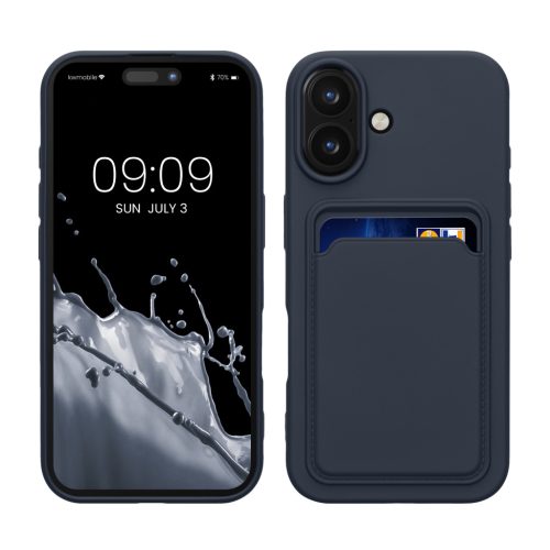 Etui Kwmobile do Apple iPhone 16, ciemnoniebieskie, silikonowe, KWM000022UF004C