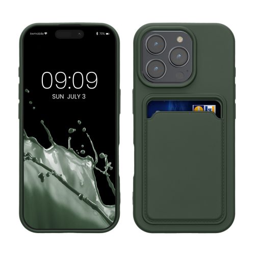 Etui Kwmobile do Apple iPhone 16 Pro, ciemnozielone, silikonowe, KWM000022UH002C