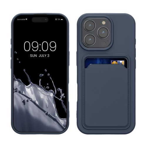 Etui Kwmobile do Apple iPhone 16 Pro, ciemnoniebieskie, silikonowe, KWM000022UH004C