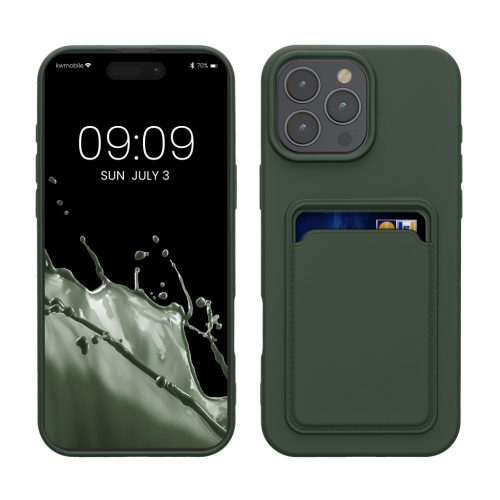 Etui Kwmobile do Apple iPhone 16 Pro Max, ciemnozielone, silikonowe, KWM000022UI002C
