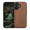 Etui Kwmobile do Apple iPhone 16, brązowe, drewno/silikon, KWM000022UP001C