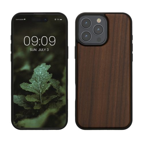 Etui Kwmobile do Apple iPhone 16 Pro Max, brązowe, drewno/silikon, KWM000022UR001C