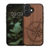 Etui Kwmobile do Apple iPhone 16, brązowe, drewno/silikon, KWM000022US001C