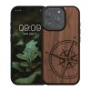 Etui Kwmobile do Apple iPhone 16 Pro, brązowe, drewno/silikon, KWM000022UT001C