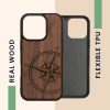 Etui Kwmobile do Apple iPhone 16 Pro, brązowe, drewno/silikon, KWM000022UT001C