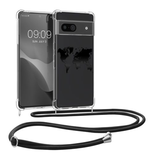 Etui Kwmobile ze smyczą do Google Pixel 8a, przezroczyste/czarne, silikonowe, KWM000020KX004C