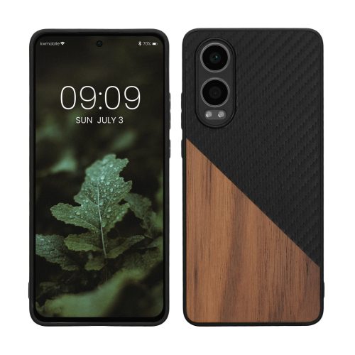 Etui Kwmobile do OnePlus Nord CE4 Lite, Brązowy/Czarny, Drewno/Silikon, KWM000022UX001C