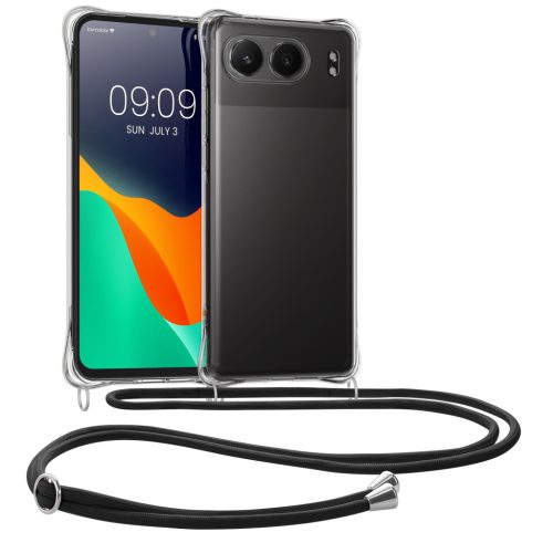 Etui Kwmobile ze smyczą do OnePlus Nord 4, przezroczyste/czarne, silikonowe, KWM000022VN001C