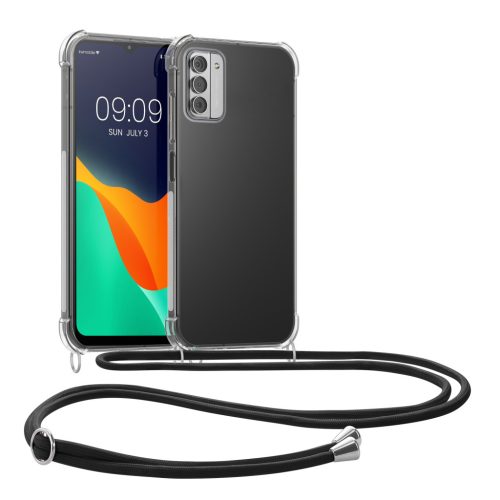 Etui Kwmobile ze smyczą do Nokia G42 5G, przezroczyste/czarne, silikonowe, KWM000021WN001C