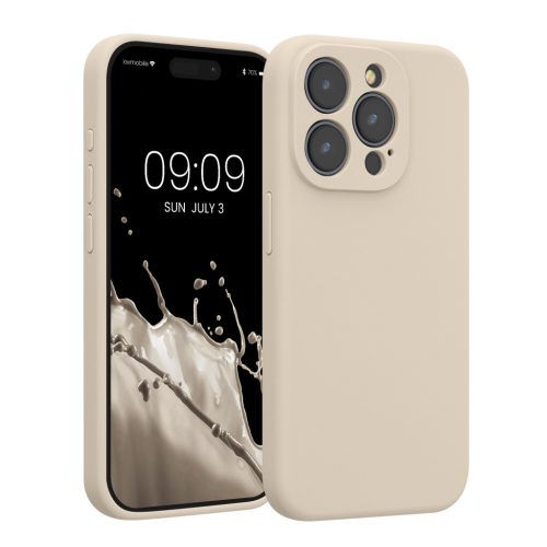 Etui Kwmobile do Apple iPhone 15 Pro, kremowe, silikonowe, KWM000022OM013C