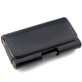   Uniwersalne etui na telefon, Skóra ekologiczna, Czarne, 11110