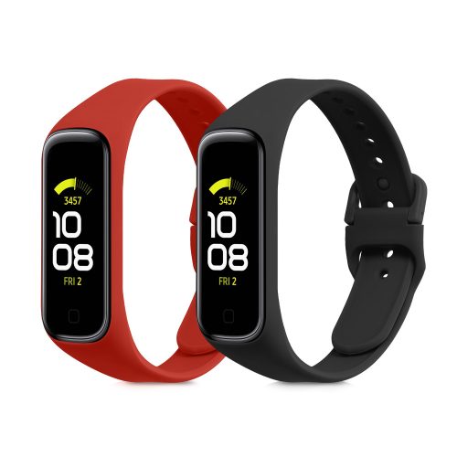 Zestaw 2 pasków do Samsung Galaxy Fit 2, Kwmobile, czarny/czerwony, silikon, 53962.11