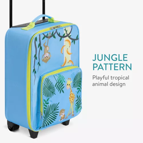 Troler copii Navaris, model jungle, 45x30x16 cm, maner telescopic, multicolor, plastic