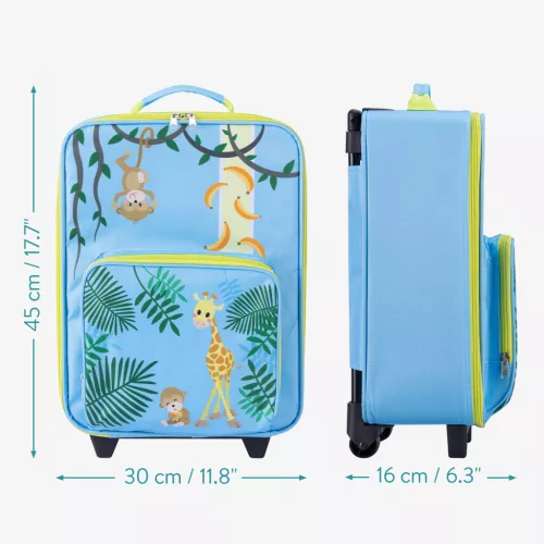Troler copii Navaris, model jungle, 45x30x16 cm, maner telescopic, multicolor, plastic