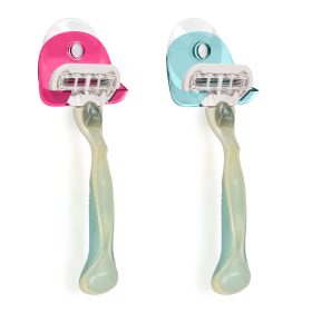   Zestaw 2 uchwytów do golarki Kwmobile, niebiesko-różowy, plastikowy, 48032.15